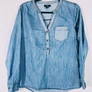 Gap Blue Half Button Down Casual Top Size S